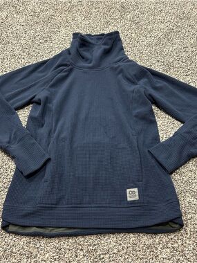 Outdoor Research Womens S/P Trail Mix Cowl Pullover Waffle Fleece Blue Outdoors